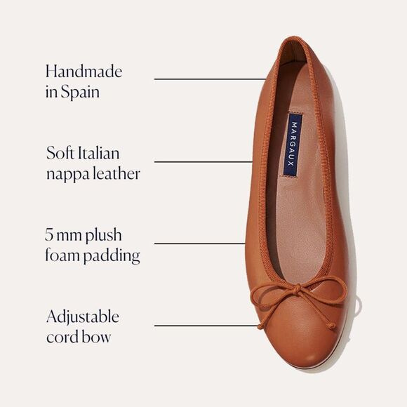 NEW Margaux The Demi Saddle Napa Brown Elegant Preppy Leather Ballerinas US 7 - Picture 3 of 8